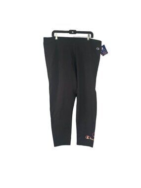 Champion Womens Black Leggings Double Dry Mesh Logo Accents New With Tags